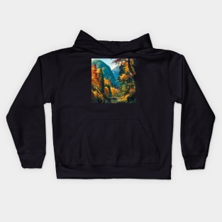 River in an autumn forest - boreal Kids Hoodie